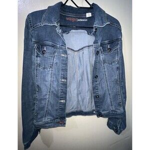 Wrangler Authentics Denim Jacket Women's Small Stretch Button Up Blue